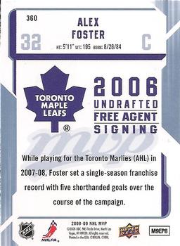 2008-09 Upper Deck MVP #360 Alex Foster Back
