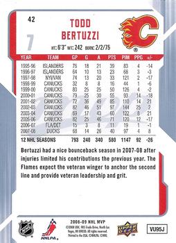 2008-09 Upper Deck MVP #42 Todd Bertuzzi Back