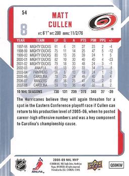 2008-09 Upper Deck MVP #54 Matt Cullen Back