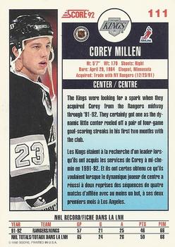 1992-93 Score Canadian #111 Corey Millen Back