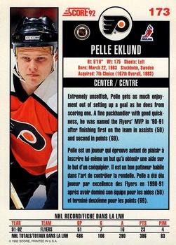 1992-93 Score Canadian #173 Pelle Eklund Back
