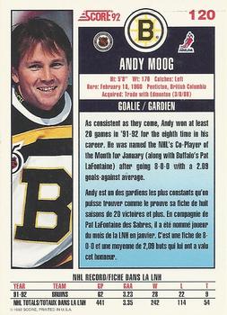 1992-93 Score Canadian #120 Andy Moog Back