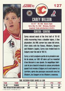 1992-93 Score Canadian #127 Carey Wilson Back