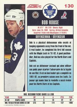 1992-93 Score Canadian #130 Bob Rouse Back