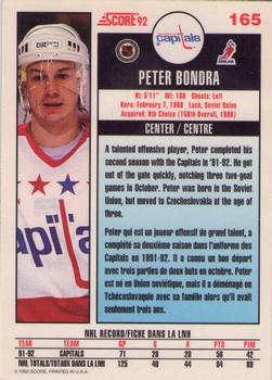 1992-93 Score Canadian #165 Peter Bondra Back