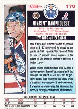 1992-93 Score Canadian #170 Vincent Damphousse Back