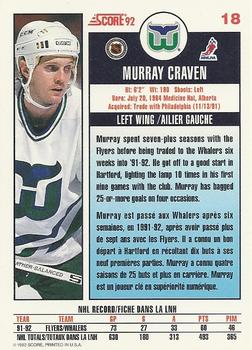 1992-93 Score Canadian #18 Murray Craven Back