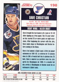 1992-93 Score Canadian #198 Dave Christian Back