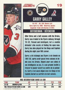 1992-93 Score Canadian #19 Garry Galley Back