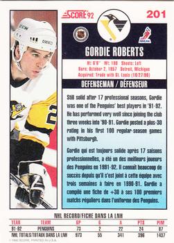 1992-93 Score Canadian #201 Gordie Roberts Back