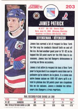 1992-93 Score Canadian #203 James Patrick Back