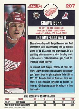 1992-93 Score Canadian #207 Shawn Burr Back