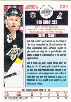 1992-93 Score Canadian #221 Bob Kudelski Back