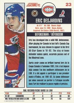 1992-93 Score Canadian #23 Eric Desjardins Back