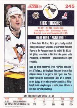 1992-93 Score Canadian #245 Rick Tocchet Back