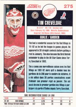 1992-93 Score Canadian #275 Tim Cheveldae Back