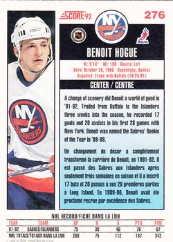 1992-93 Score Canadian #276 Benoit Hogue Back