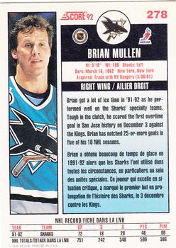 1992-93 Score Canadian #278 Brian Mullen Back