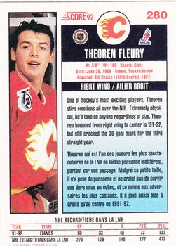 1992-93 Score Canadian #280 Theoren Fleury Back