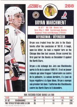1992-93 Score Canadian #288 Bryan Marchment Back