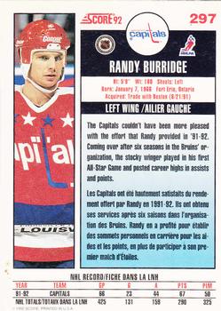 1992-93 Score Canadian #297 Randy Burridge Back