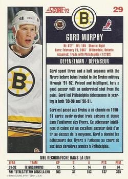 1992-93 Score Canadian #29 Gord Murphy Back