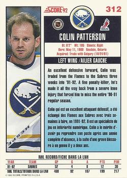 1992-93 Score Canadian #312 Colin Patterson Back