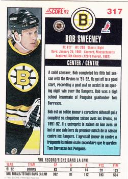1992-93 Score Canadian #317 Bob Sweeney Back