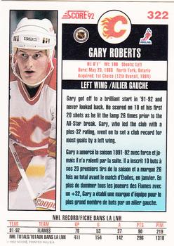 1992-93 Score Canadian #322 Gary Roberts Back