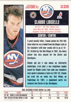 1992-93 Score Canadian #328 Claude Loiselle Back