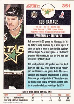 1992-93 Score Canadian #351 Rob Ramage Back
