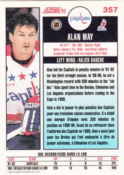 1992-93 Score Canadian #357 Alan May Back