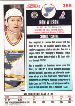 1992-93 Score Canadian #365 Ron Wilson Back