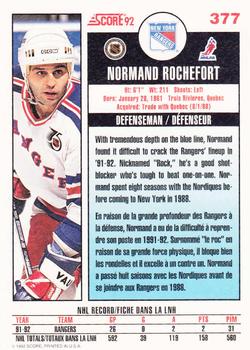 1992-93 Score Canadian #377 Normand Rochefort Back