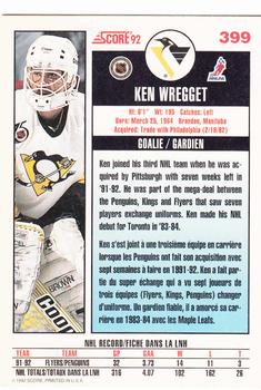 1992-93 Score Canadian #399 Ken Wregget Back