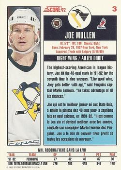 1992-93 Score Canadian #3 Joe Mullen Back