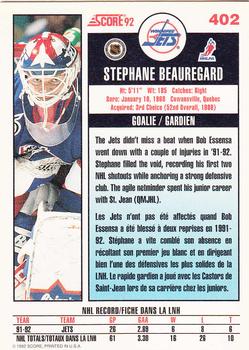 1992-93 Score Canadian #402 Stephane Beauregard Back