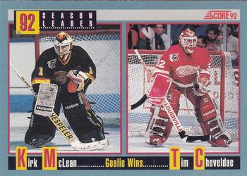 1992-93 Score Canadian #417 Tim Cheveldae / Kirk McLean Front