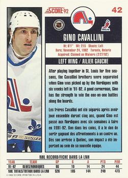 1992-93 Score Canadian #42 Gino Cavallini Back