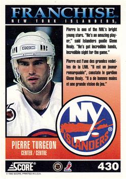 1992-93 Score Canadian #430 Pierre Turgeon Back