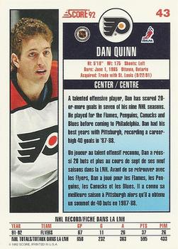 1992-93 Score Canadian #43 Dan Quinn Back