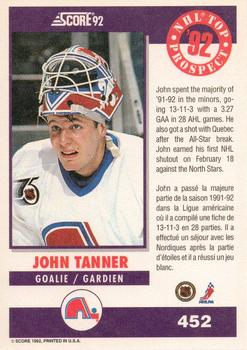 1992-93 Score Canadian #452 John Tanner Back