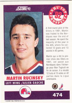 1992-93 Score Canadian #474 Martin Rucinsky Back