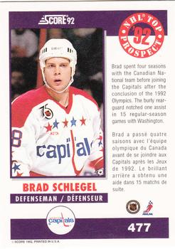1992-93 Score Canadian #477 Brad Schlegel Back