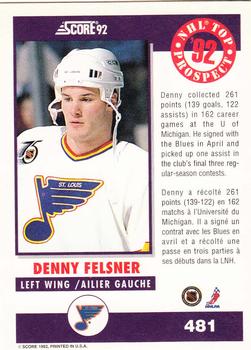1992-93 Score Canadian #481 Denny Felsner Back