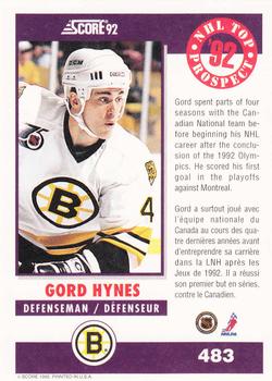 1992-93 Score Canadian #483 Gord Hynes Back