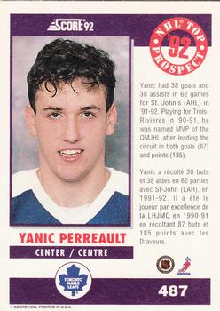 1992-93 Score Canadian #487 Yanic Perreault Back