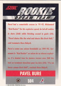 1992-93 Score Canadian #504 Pavel Bure Back