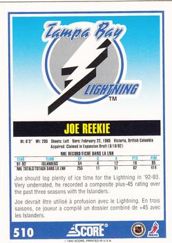 1992-93 Score Canadian #510 Joe Reekie Back