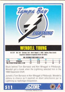 1992-93 Score Canadian #511 Wendell Young Back
